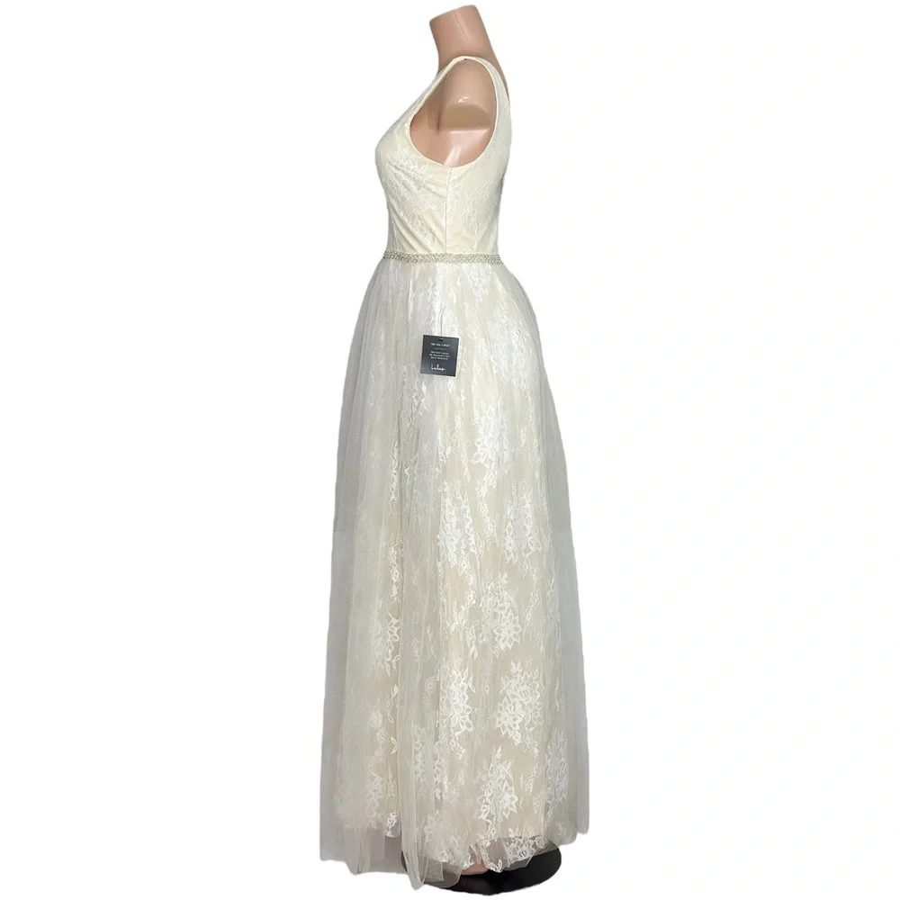 LULUS Sweet Love Floral Lace Beaded Maxi Dress, Ivory, Small - Picture 9 of 15